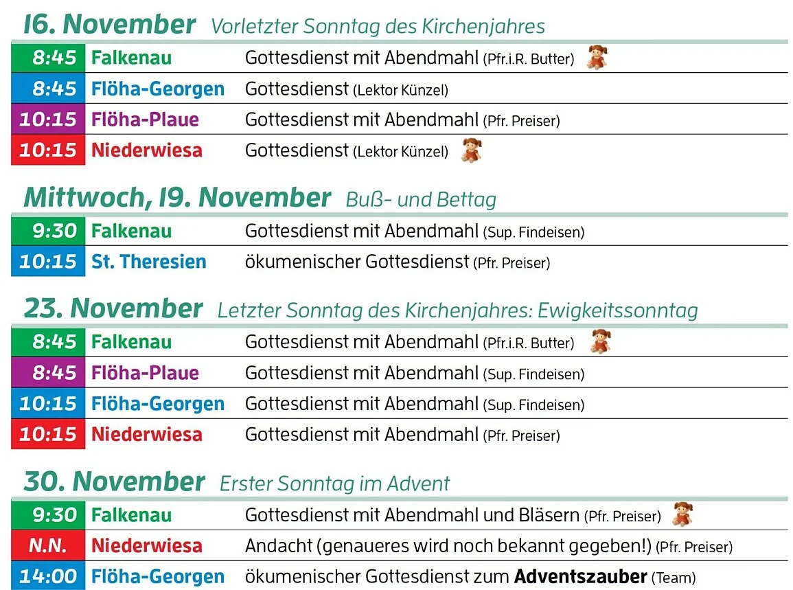 Gottesdienste im August